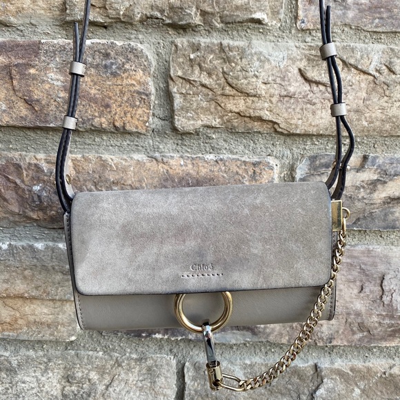 SOLD Chloé Faye Mini Wallet Crossbody Motty Grey - Picture 2 of 15